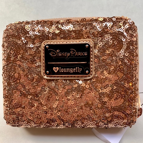Disney Handbags - Disney Loungefly Rose Gold Pink Bow Wallet Minnie